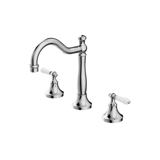 York Basin Set With White Porcelain Lever Chrome