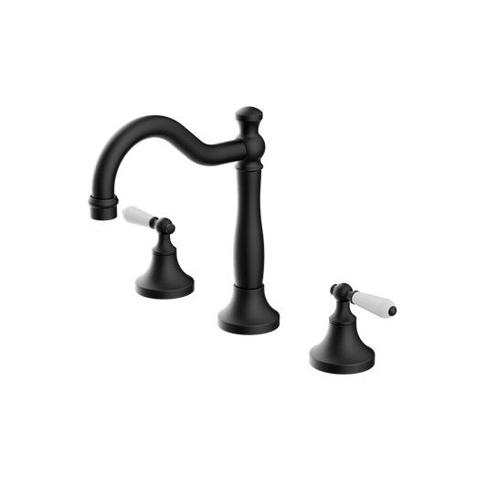 York Basin Set With White Porcelain Lever Matte Black