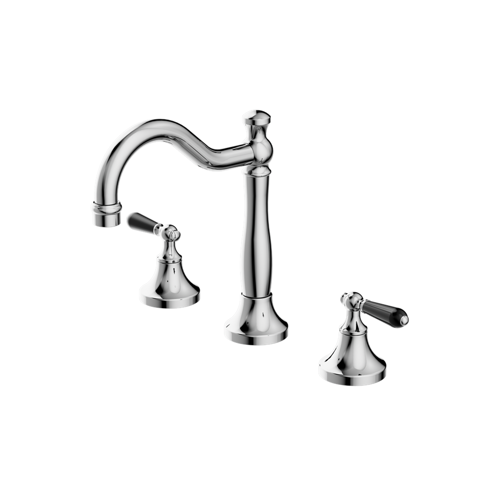 York Basin Set With Black Porcelain Lever Chrome