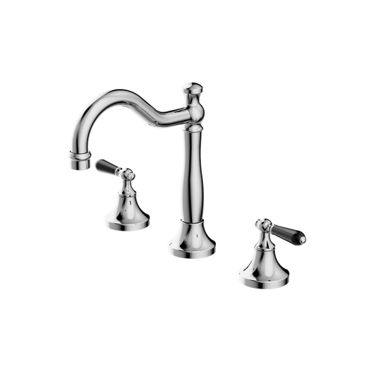 York Basin Set With Black Porcelain Lever Chrome