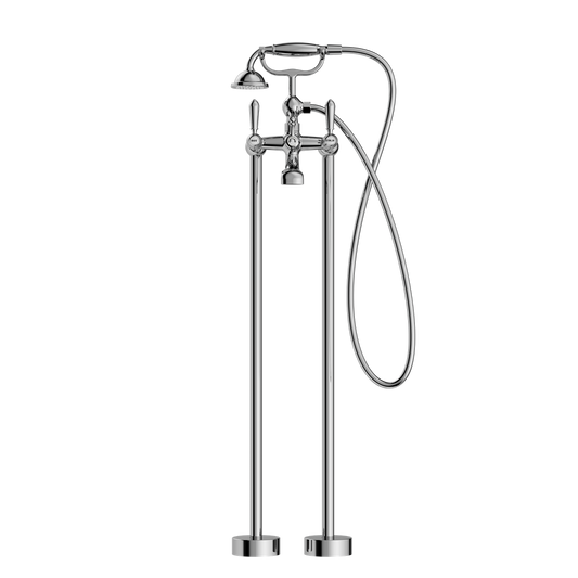 York Freestanding Bath Mixer With Metal Hand Shower Chrome