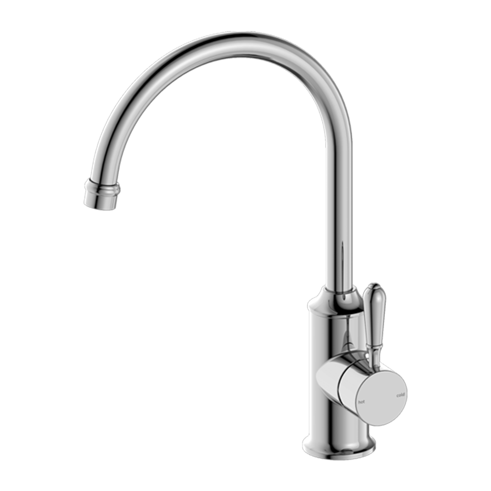 York Kitchen Mixer Gooseneck Spout with Metal Lever Chrome