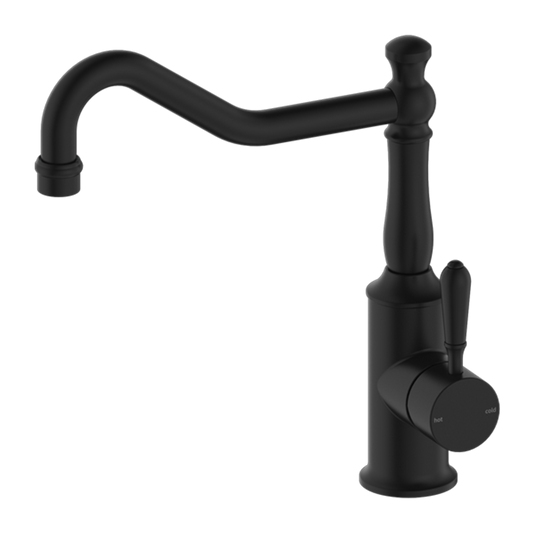 York Kitchen Mixer Hook Spout with Metal Lever Matte Black