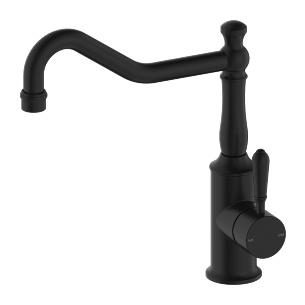 York Kitchen Mixer Hook Spout with Metal Lever Matte Black