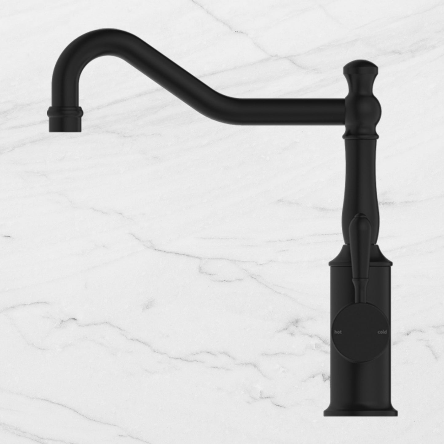 York Kitchen Mixer Hook Spout with Metal Lever Matte Black