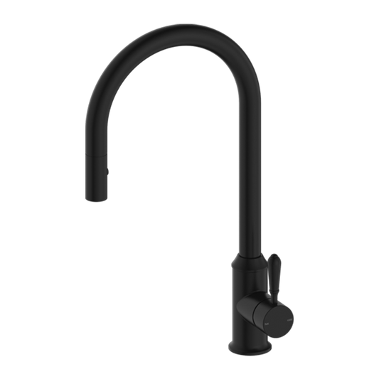 York Pull Out Sink Mixer with Vegie Spray Function with Metal Lever Matte Black