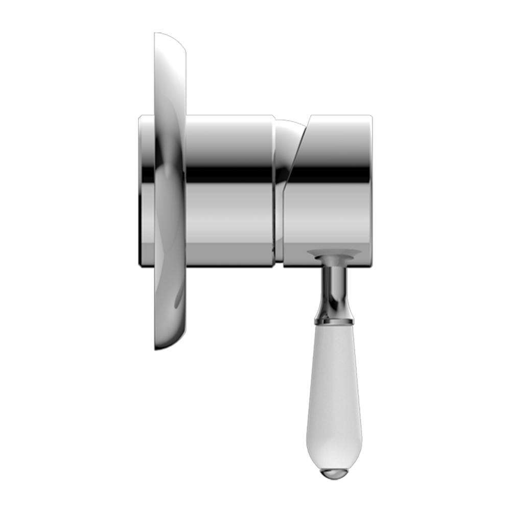 York Shower Mixer with White Porcelain Lever Chrome