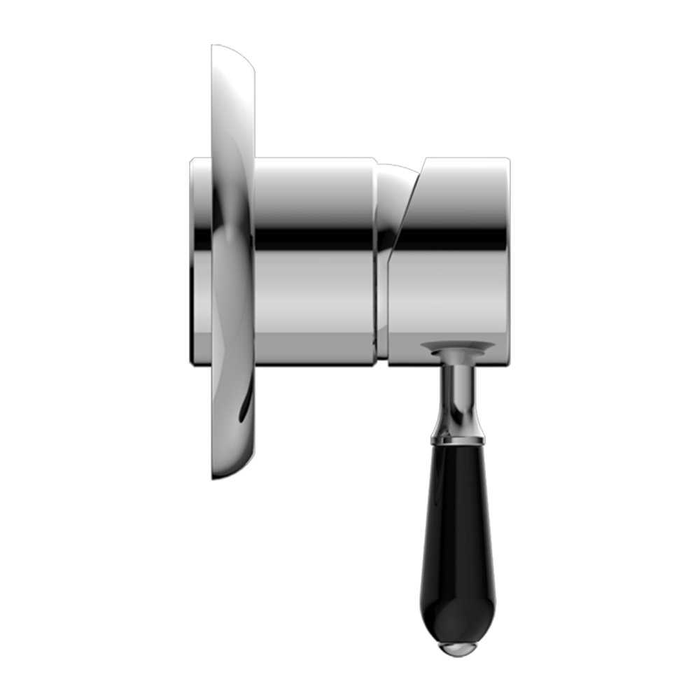 York Shower Mixer with Black Porcelain Lever Chrome