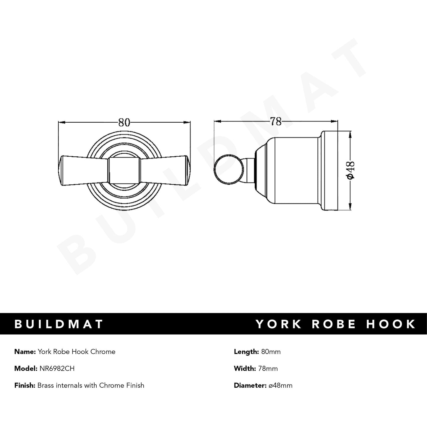 York Robe Hook Chrome