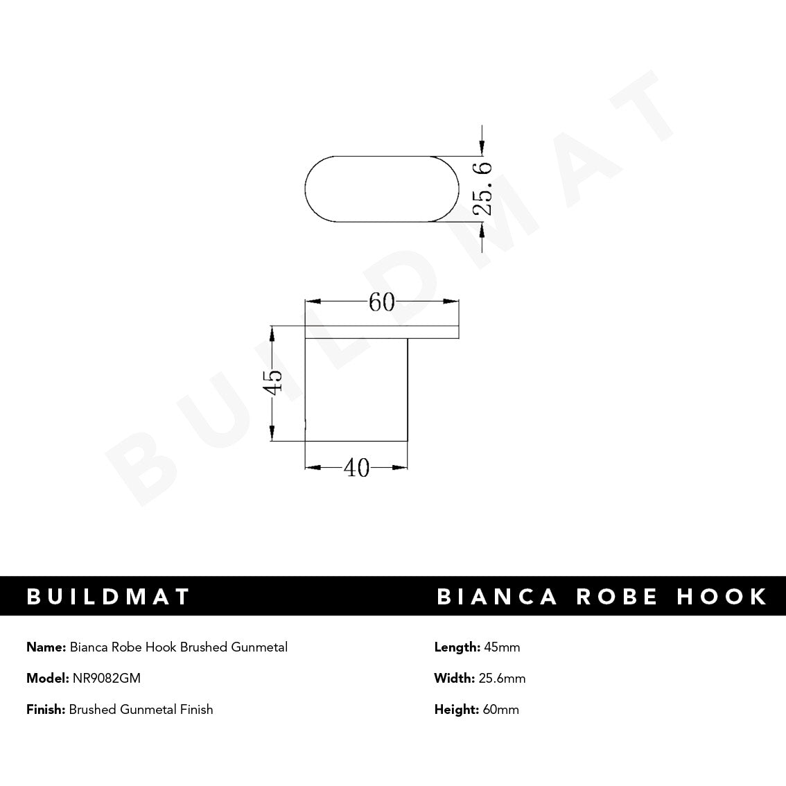 Bianca Robe Hook Brushed Gunmetal