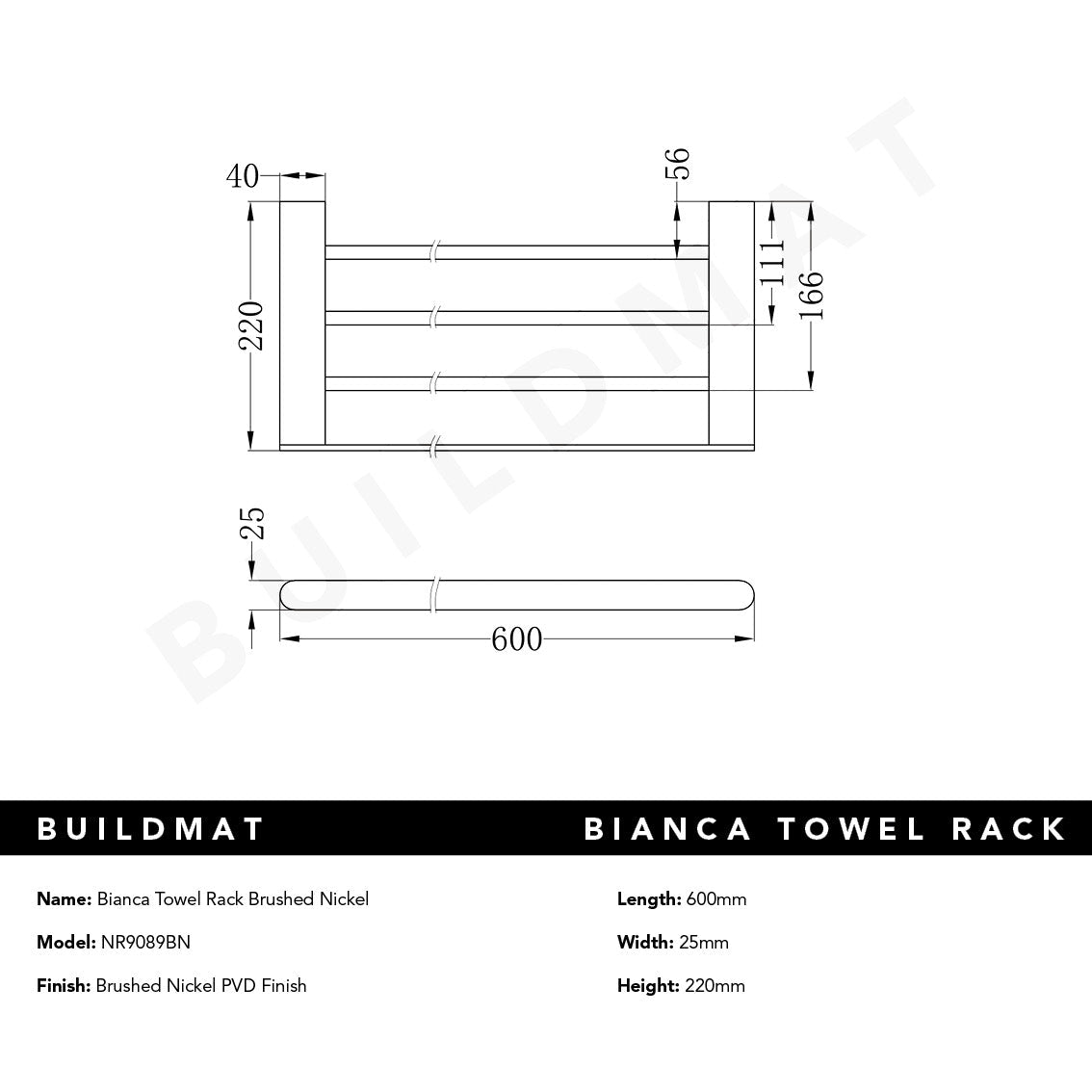 Bianca Towel Rack Brushed Nickel