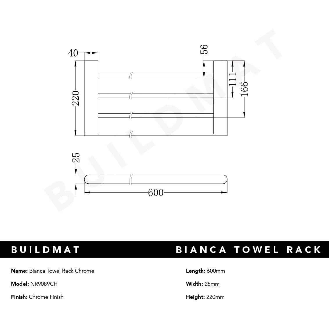 Bianca Towel Rack Chrome