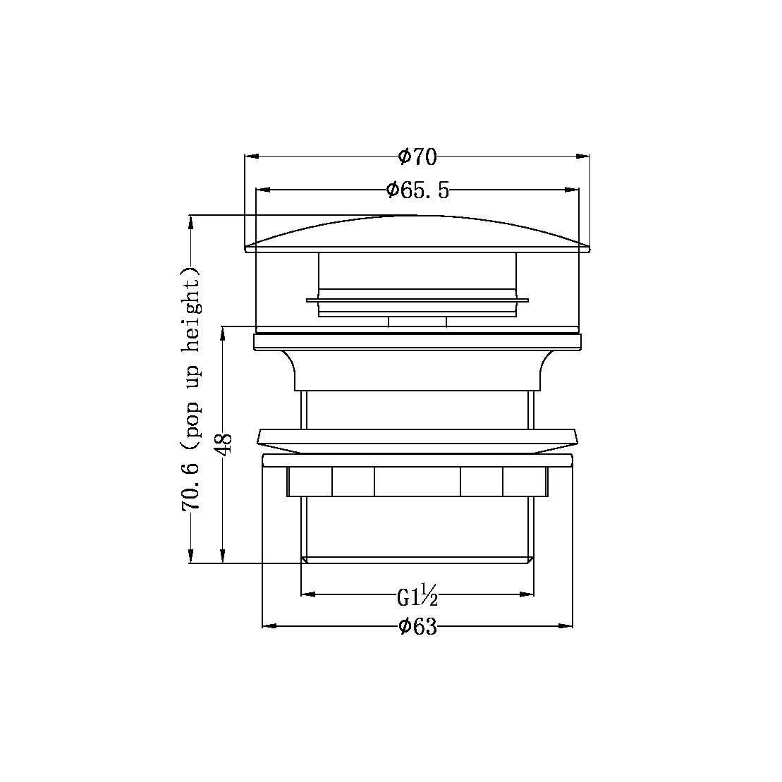 40mm Bath Waste Brushed Nickel