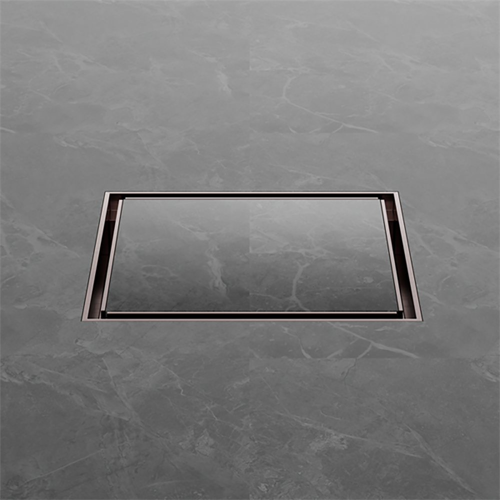 130mm Square Tile Insert Floor Waste 100mm Outlet Brushed Bronze