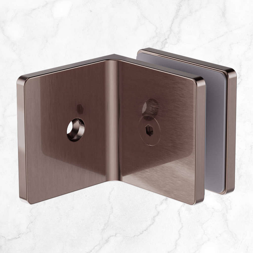 90 Degree Glass to Wall Bracket 10mm Glass Brushed Bronze