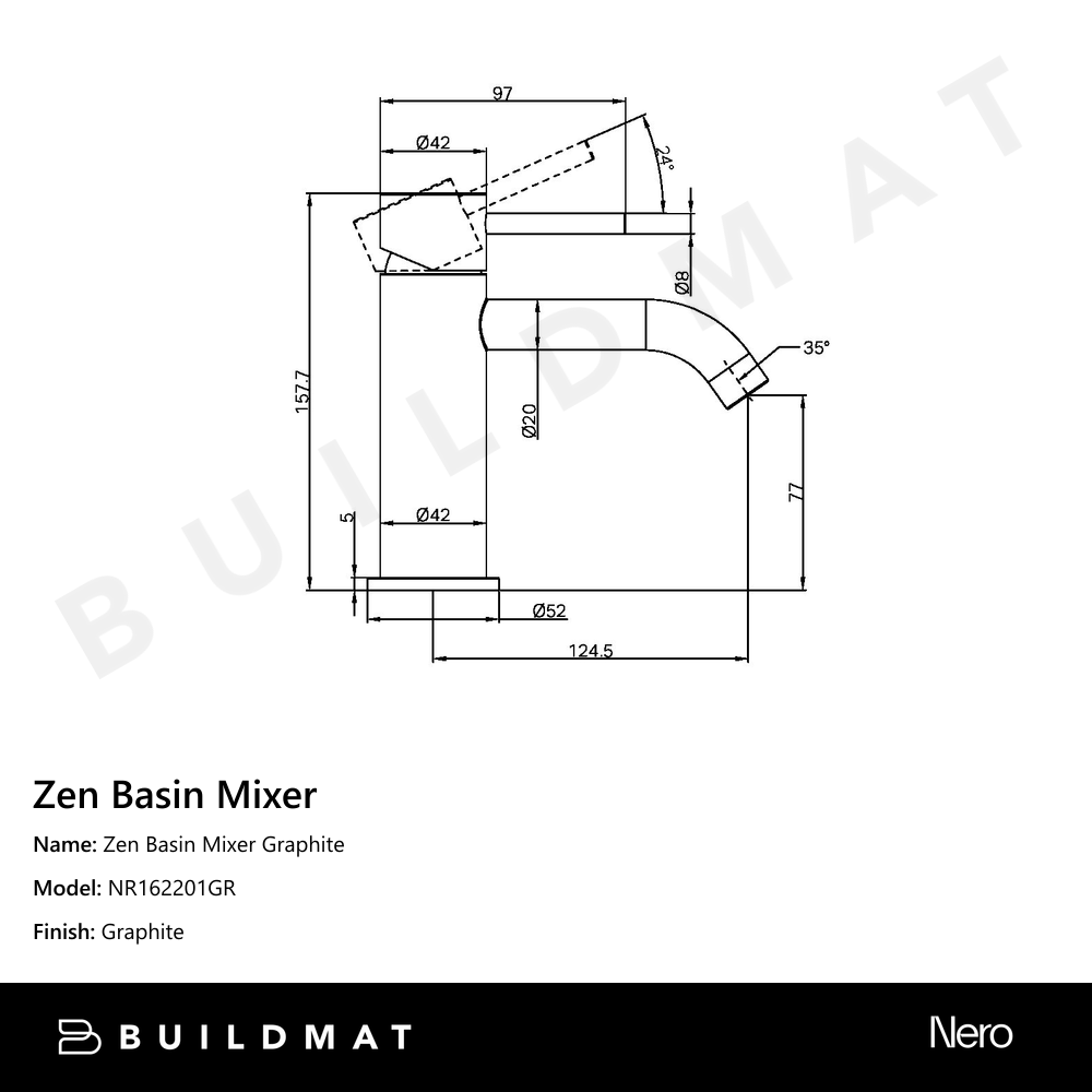 Zen Basin Mixer Graphite