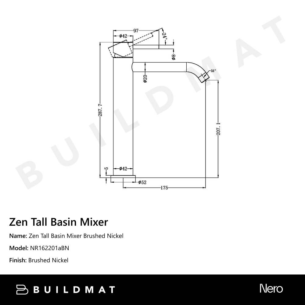 Zen Tall Basin Mixer Brushed Nickel