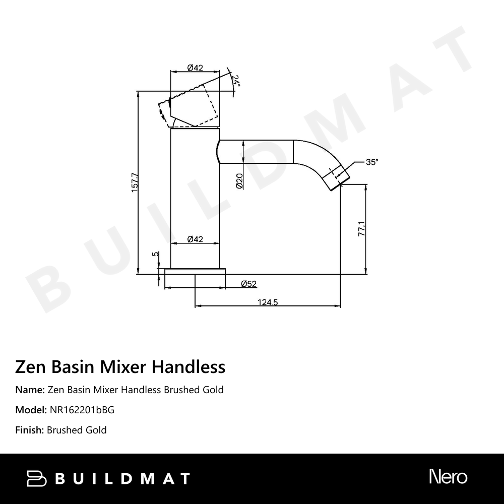 Zen Basin Mixer Handless Brushed Gold