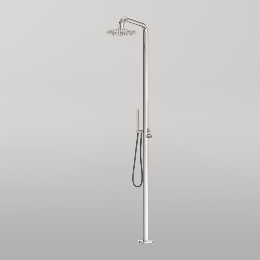 Zen Outdoor Freestanding Shower Column Brushed Nickel