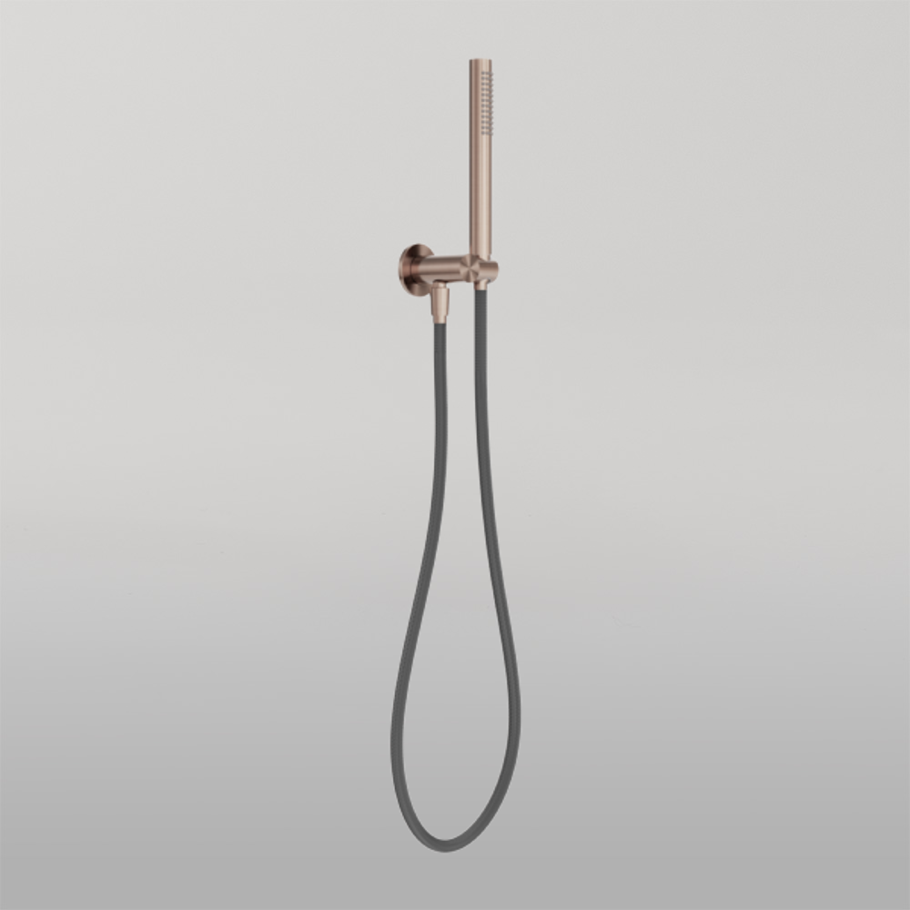 Zen Shower On Bracket With Outdoor Shower Hose Brushed Bronze