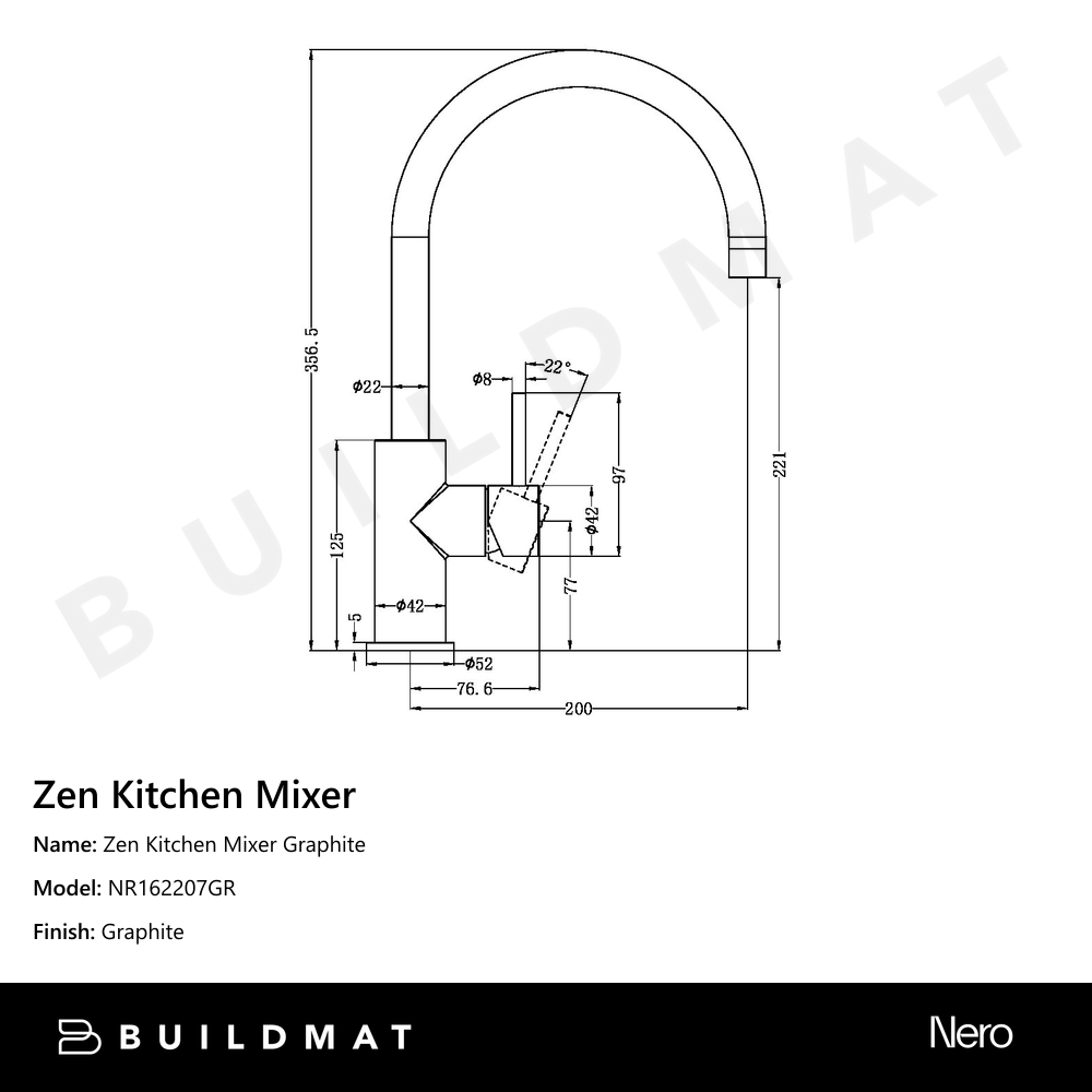 Zen Kitchen Mixer Graphite