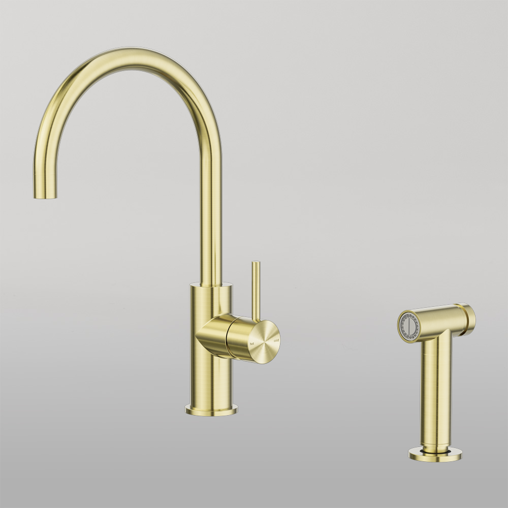 Zen Kitchen Mixer With Hand Spray Brushed Gold