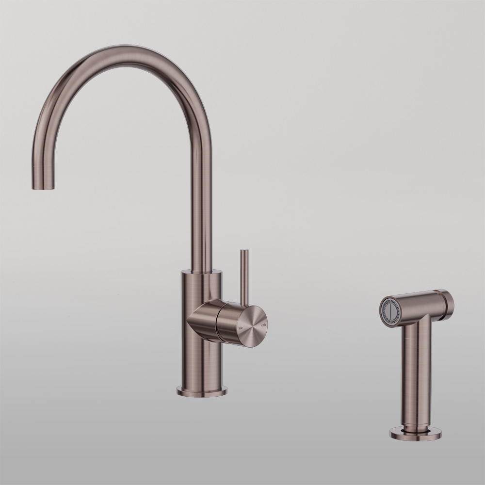 Zen Kitchen Mixer With Hand Spray Brushed Bronze