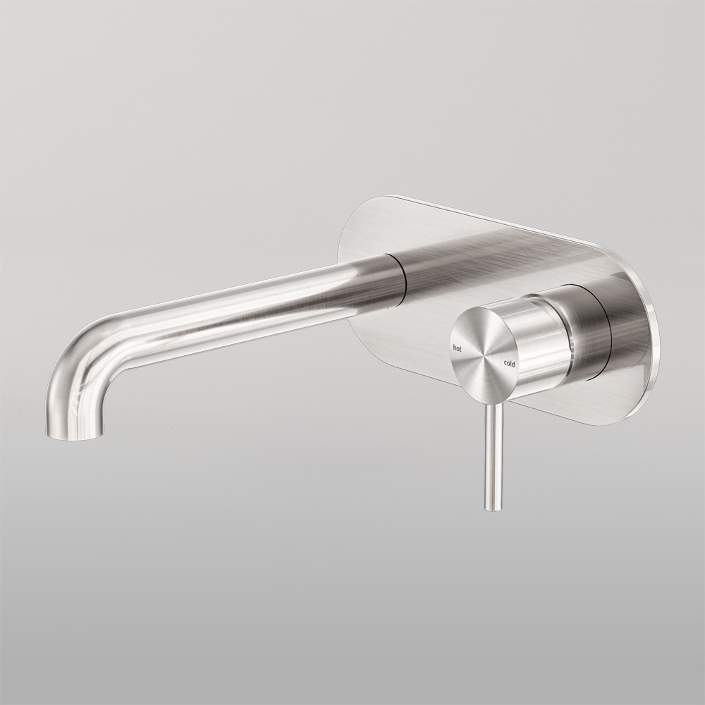 Zen Wall Basin/Bath Mixer 185mm Spout Brushed Nickel