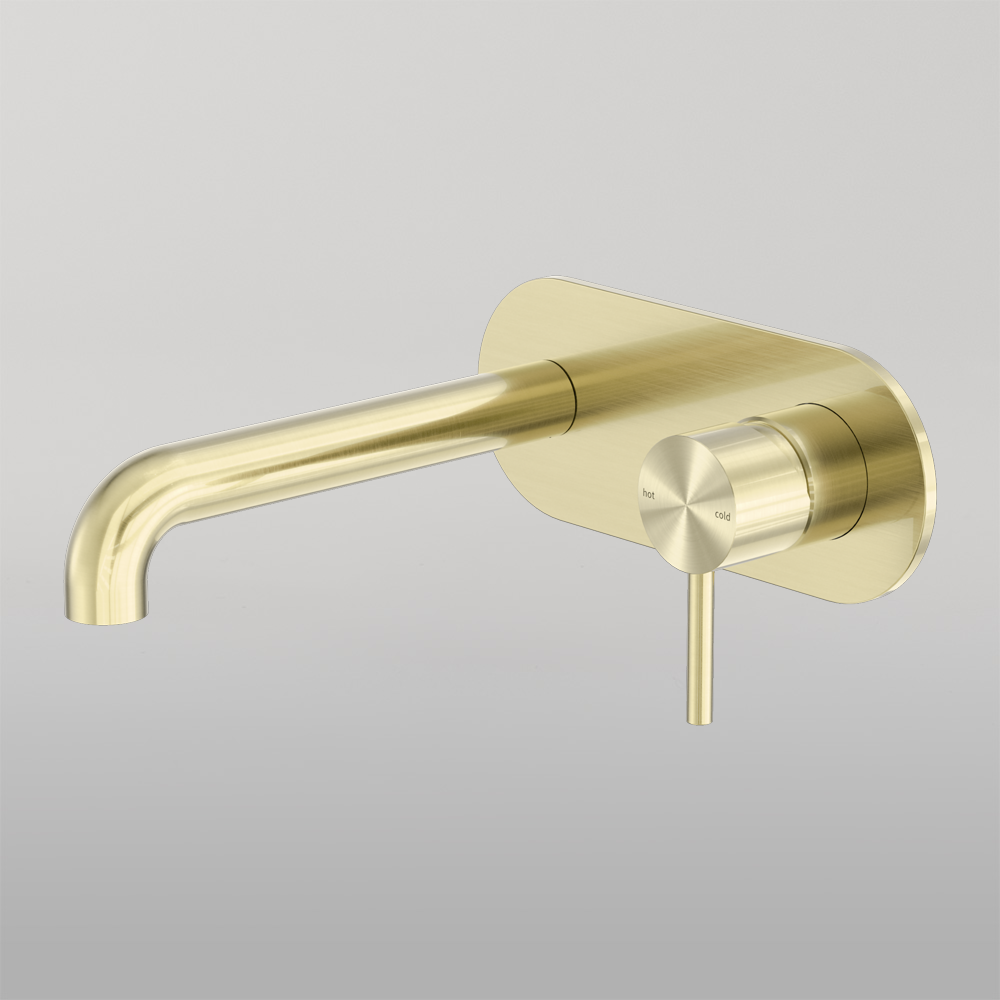 Zen Wall Basin/Bath Mixer 230mm Spout Brushed Gold