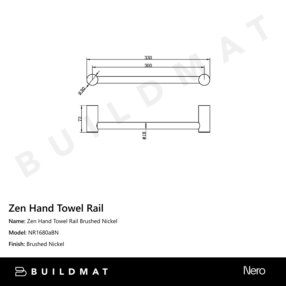 Zen Hand Towel Rail Brushed Nickel