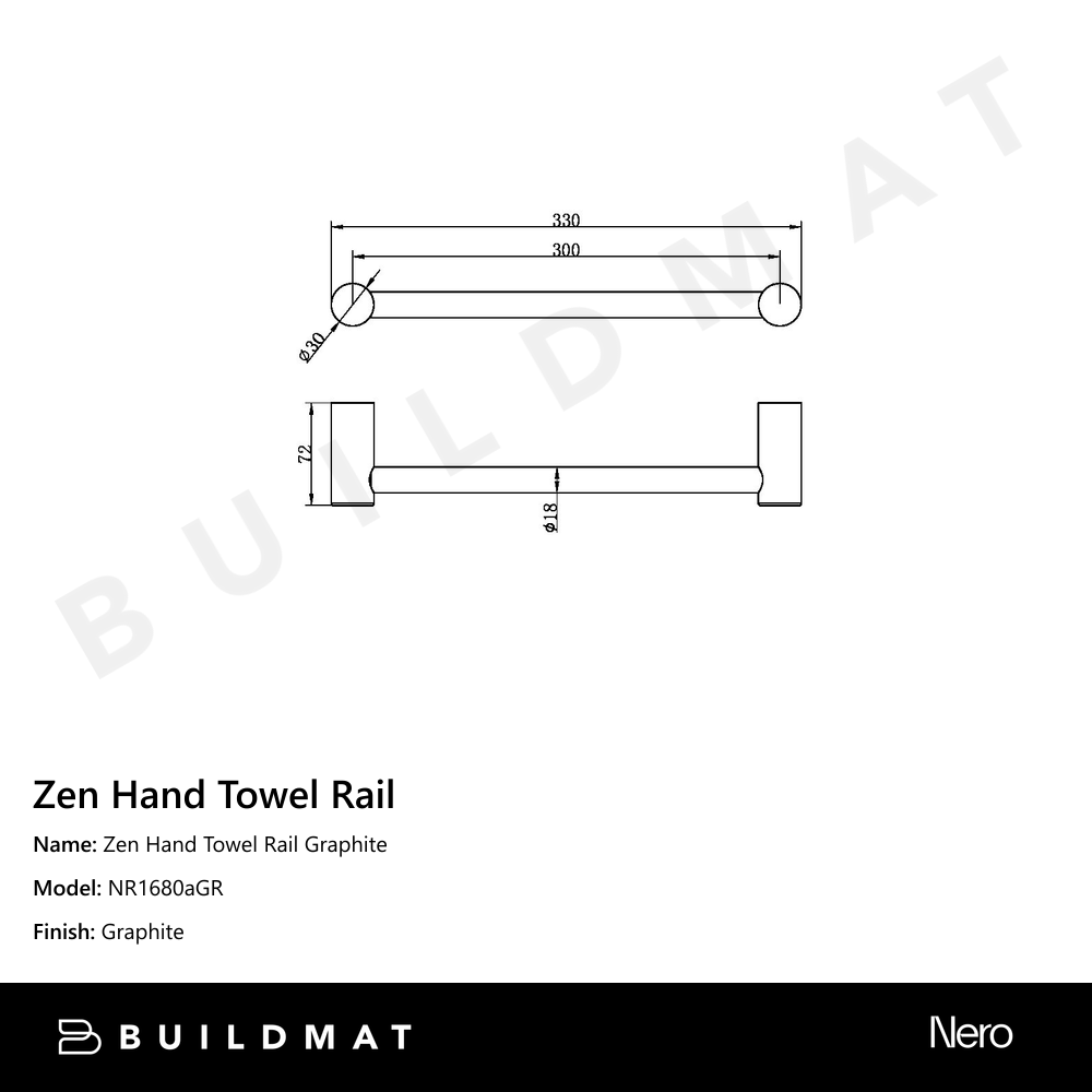 Zen Hand Towel Rail Graphite