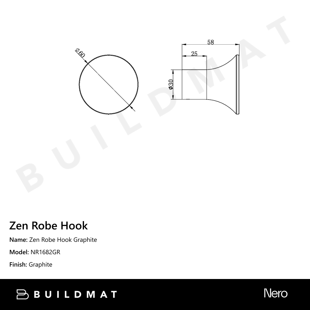 Zen Robe Hook Graphite