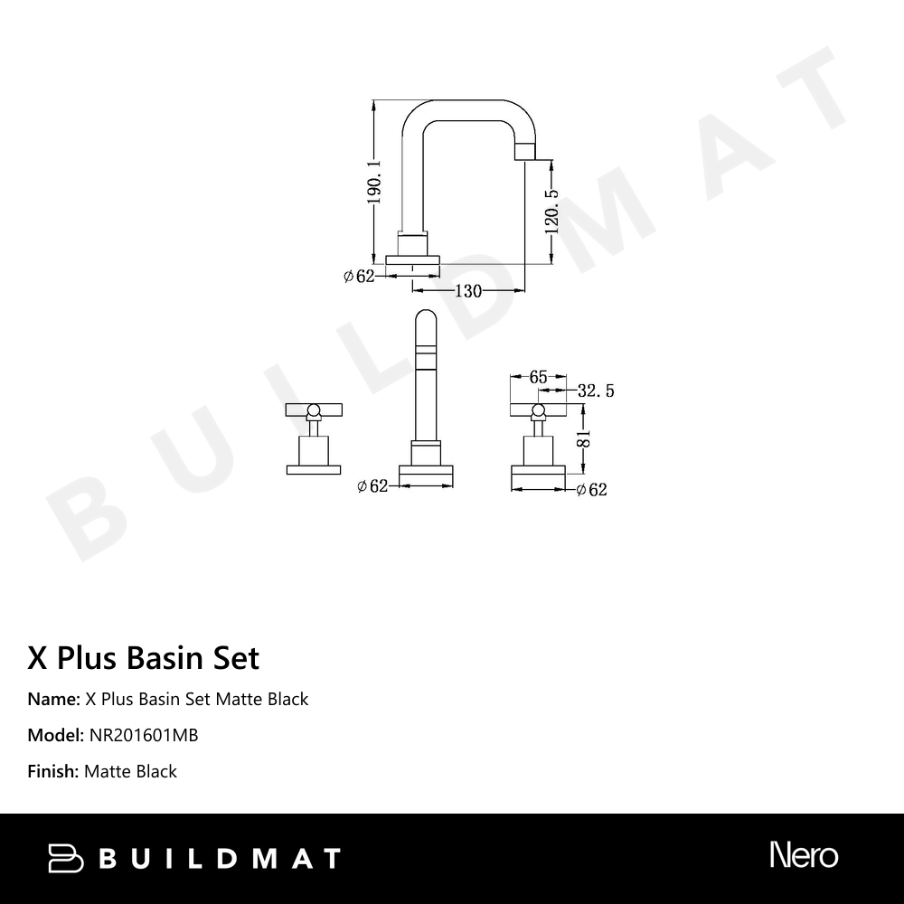 X Plus Basin Set Matte Black