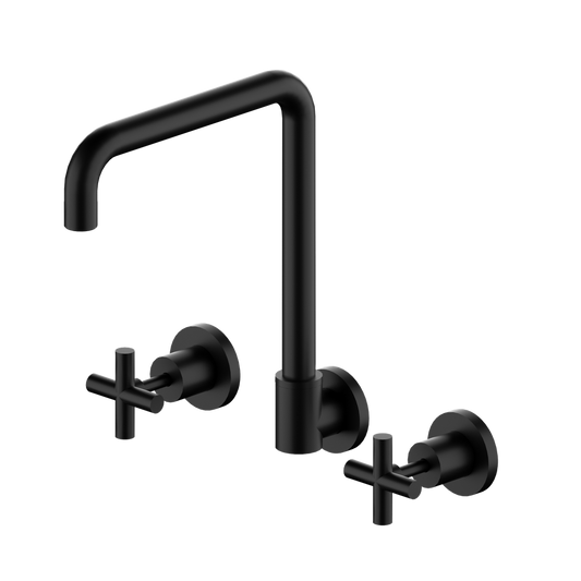 X Plus Wall Kitchen Set Swivel Spout Matte Black