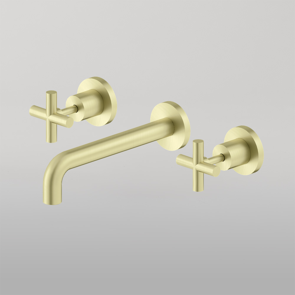 X Plus Wall Basin Set 215mm Brushed Gold