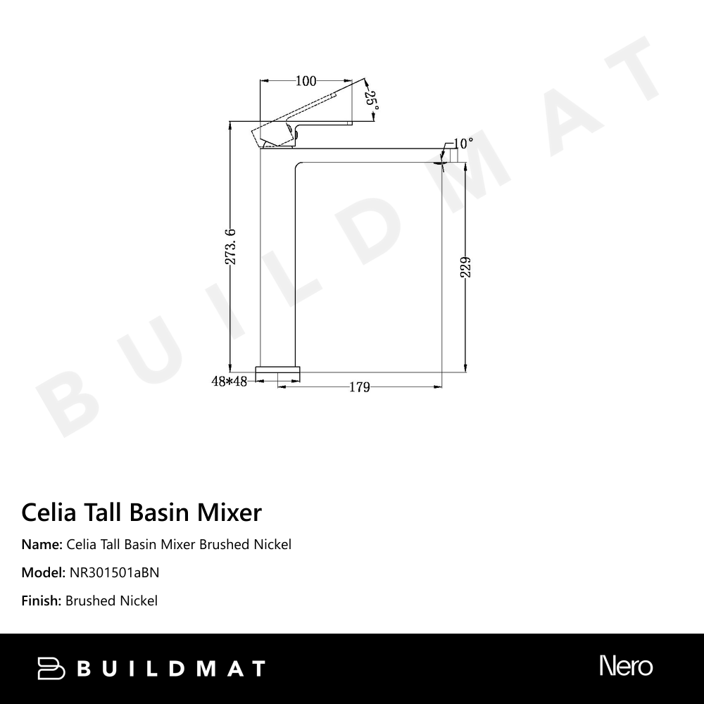 Celia Tall Basin Mixer Brushed Nickel