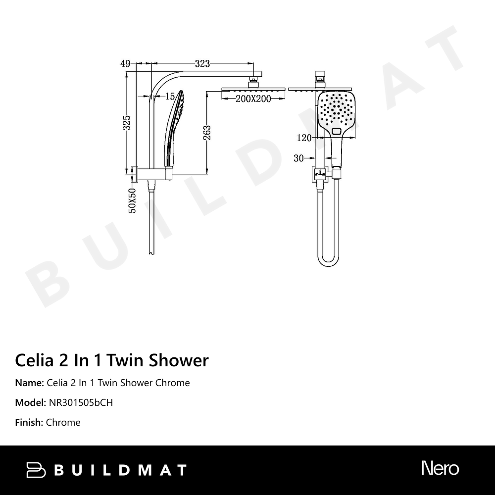 Celia 2 In 1 Twin Shower Chrome