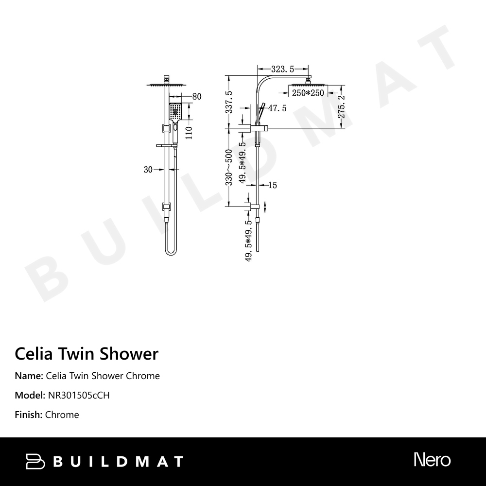 Celia Twin Shower Chrome