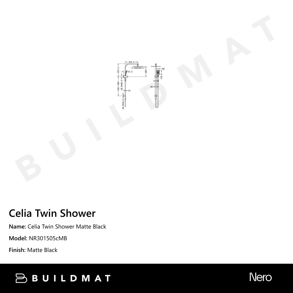 Celia Twin Shower Matte Black