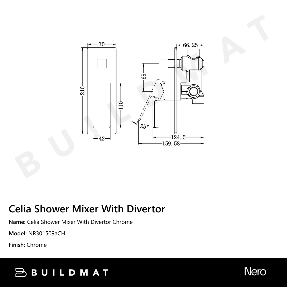 Celia Shower Mixer With Divertor Chrome