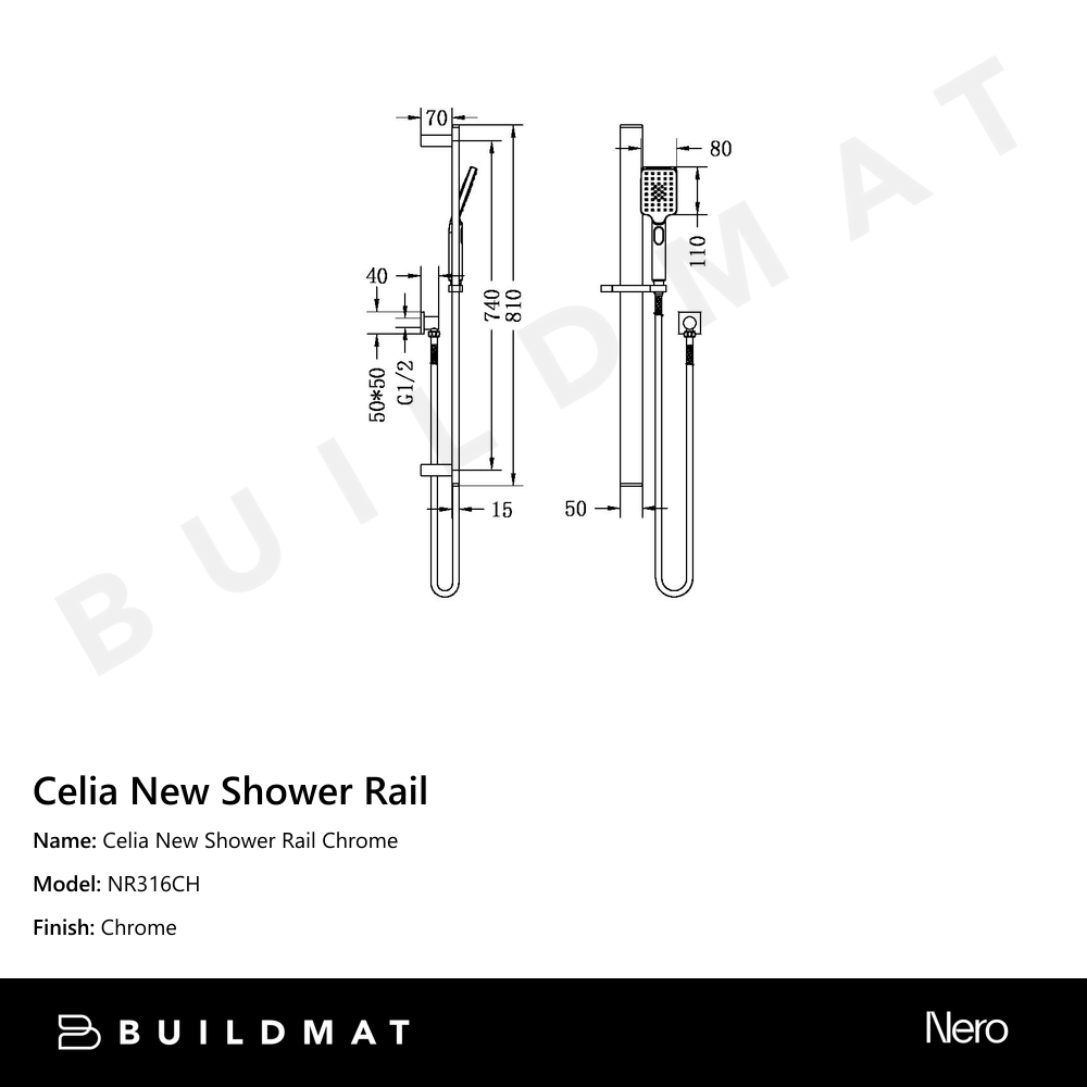 Celia New Shower Rail Chrome