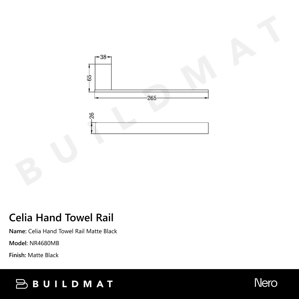 Celia Hand Towel Rail Matte Black