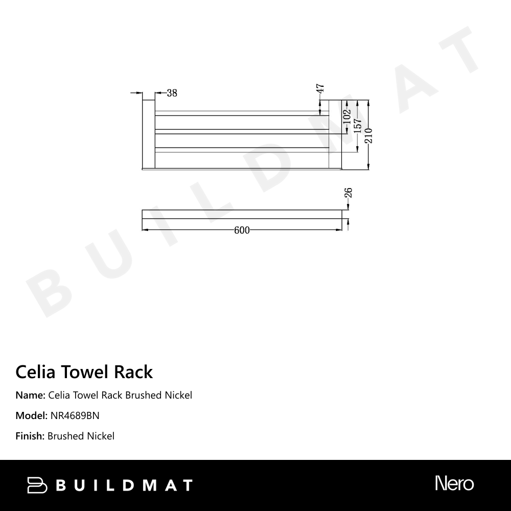 Celia Towel Rack Brushed Nickel