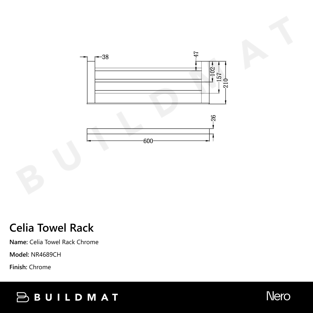 Celia Towel Rack Chrome