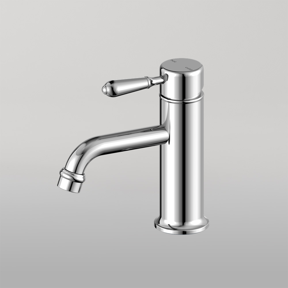 York Straight Basin Mixer With Metal Lever Chrome