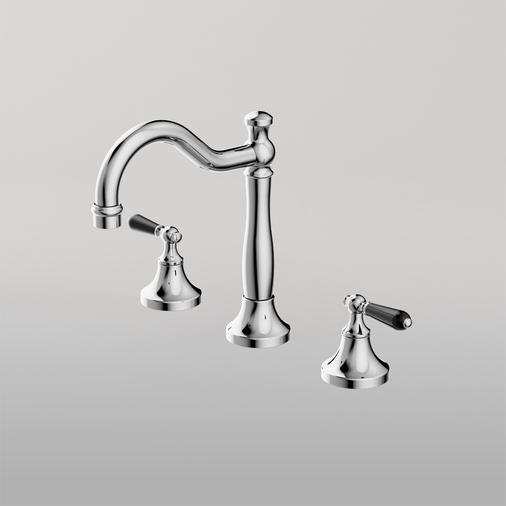 York Basin Set With Black Porcelain Lever Chrome