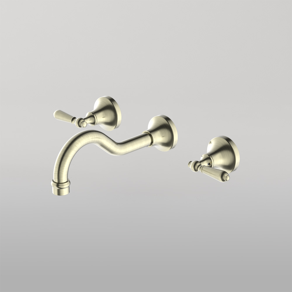 York Wall Basin Set With Metal Lever Aged Brass