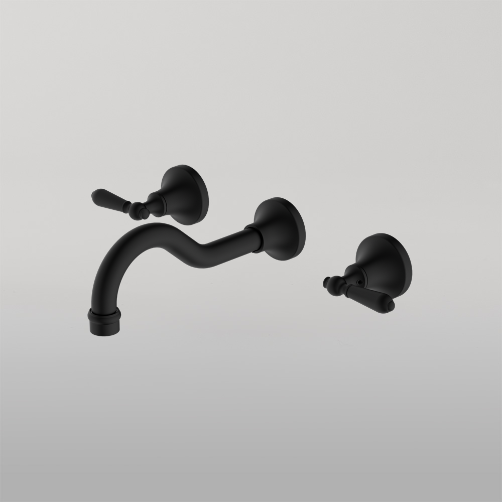 York Wall Basin Set With Metal Lever Matte Black