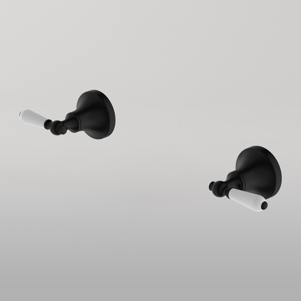 York Wall Top Assemblies With White Porcelain Lever Matte Black