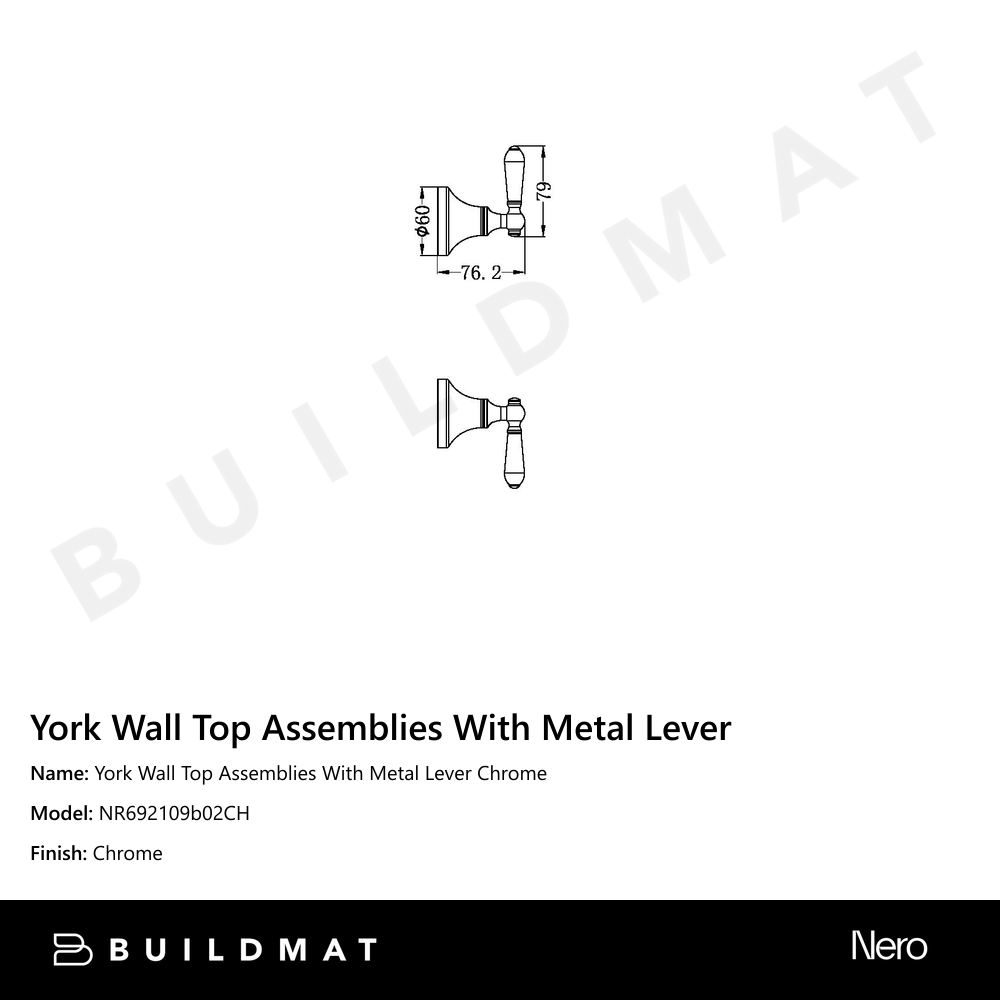 York Wall Top Assemblies With Metal Lever Chrome